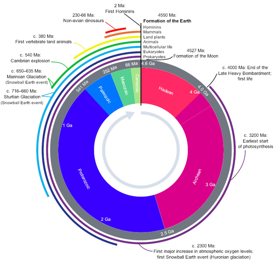 A timeline of the country's history. The main points of the timeline are described in the course text.
